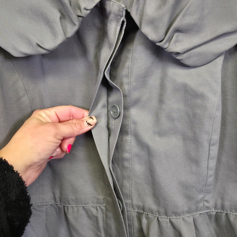Xhilaration Coat Women XL Gray Peter Pan Tier Minimalist Classic Longline Jacket - Picture 13 of 16
